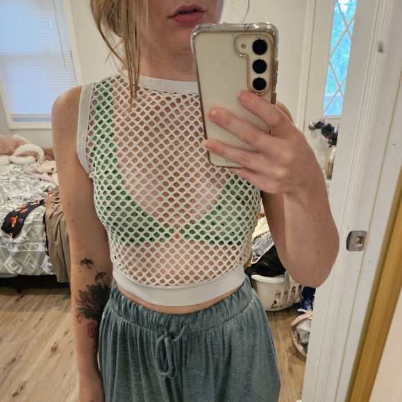 Tops - White mesh top
